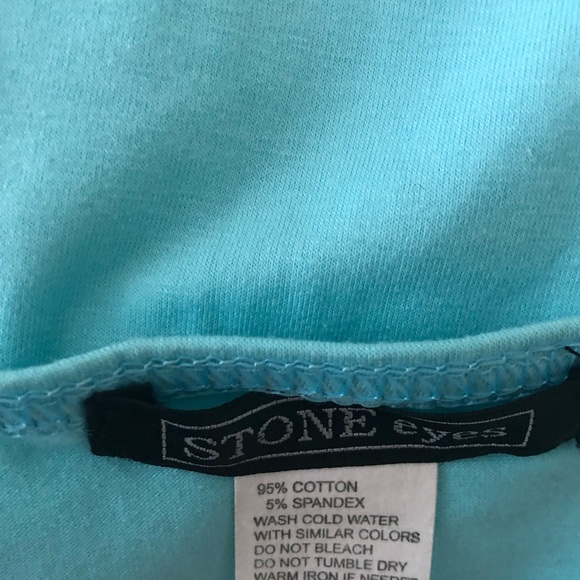 Stone Eyes summer top blue Sz L juniors , Aqua, Sun Top, Crochet, Beads Detail - Picture 5 of 6